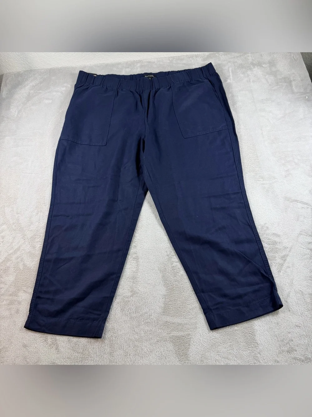 Banana Republic Womens XXL Tapered Crop Pants Blue‎ Lyocell Linen Blend